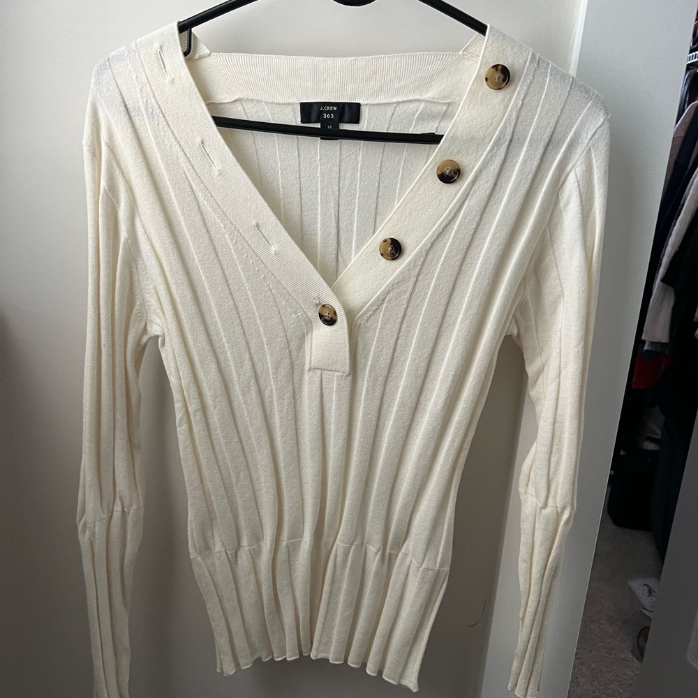 J. Crew White Lightweight Sweater